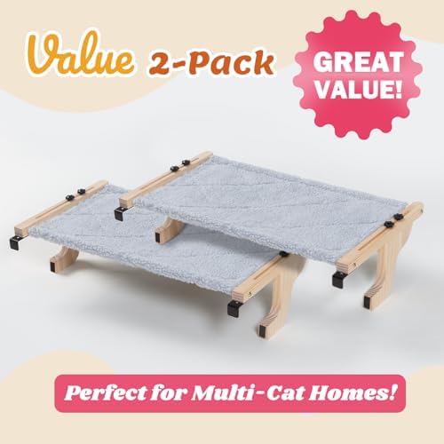 Zakkart 2-PC Easy Seat Cat Perch for Windowsill (Natural Wood/Gray, L) - Image 2