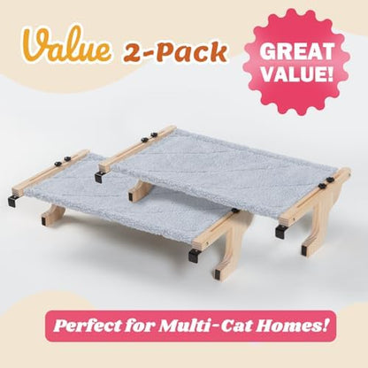 Zakkart 2-PC Easy Seat Cat Perch for Windowsill (Natural Wood/Gray, L) - Image 2