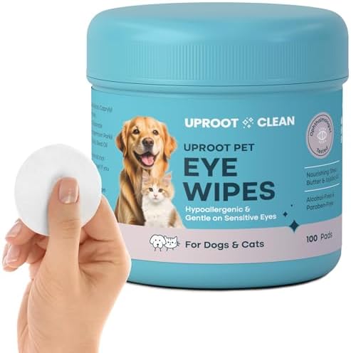 Uproot Clean Cat & Dog Eye Wipes: Hypoallergenic Eye Wipes for Dogs, 100ct. by UprootClean