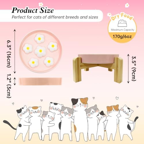 Elevated Ceramic Slow Feeder Cat Bowl with Anti-Slip Bamboo Stand - Image 2