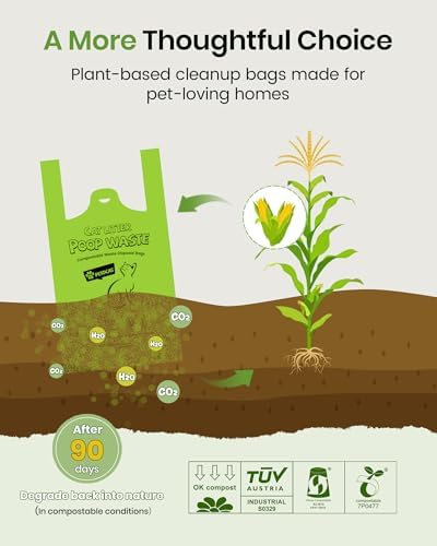 Cat Litter Bags for Poop, Certified Compostable Cat Waste Disposal Bag, Leakproof Durable and Unscented Large to Fit Any Scoop Strengthen Dog Poop Bag- 100 Count - Image 5