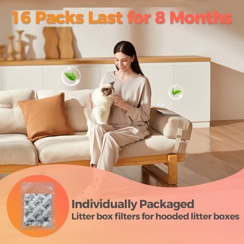 16 PCS Cat Litter Box Deodorizer for Hooded Litter Boxe, Activated Charcoal Odor Absorber, Carbon Filter Compatible with Whisker OdorTrap Pod Accessories Filter and Traditional Litter Boxes, Unscented - Image 7