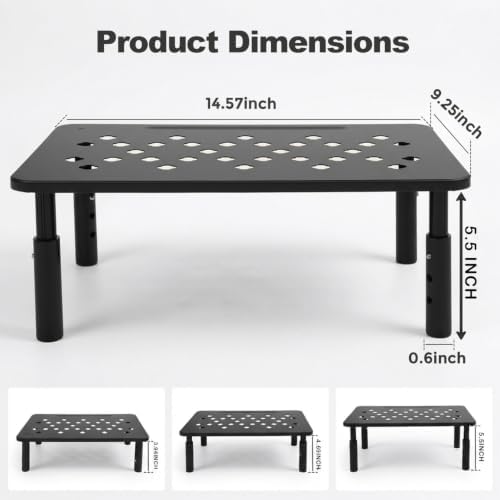 Raised Automatic Cat Feeder Stand for Double Bowl Feeders, Carbon Steel 14.57 x 9.25 in, 3 Adjustable Heights 3.94-5.5 in, Non-Slip, Fits Feeders & Water Dispensers, No-Drill (Black) - Image 4