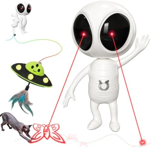 ORSDA Laser Cat Toys for Indoor Cats, 2 in 1 Interactive Automatic Dual Laser & Catnip UFO Dangler for Kitten Toys, Truly Random Trajectory Radar Motion-Activated, Rechargeable 4 Modes, Clamp Design by ORSDA