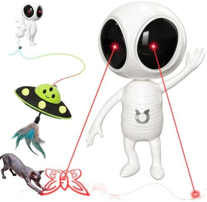 ORSDA Laser Cat Toys for Indoor Cats, 2 in 1 Interactive Automatic Dual Laser & Catnip UFO Dangler for Kitten Toys, Truly Random Trajectory Radar Motion-Activated, Rechargeable 4 Modes, Clamp Design by ORSDA