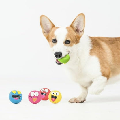 5pk Emoticon Latex Dog Toy, Provides A Comforting Squeak That Dogs Will Enjoy, Made of Natural Latex, It Squeaks When Squeezed!