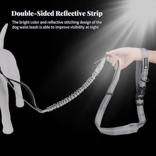 Heavy Duty Multifunctional Hands Free Dog Leash - Adjustable, Reflective Stitches, Car Safety Buckle, Waist Leash for Dog Walking, Running, Hiking - 5-7FT - Image 4