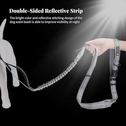 Heavy Duty Multifunctional Hands Free Dog Leash - Adjustable, Reflective Stitches, Car Safety Buckle, Waist Leash for Dog Walking, Running, Hiking - 5-7FT - Image 4