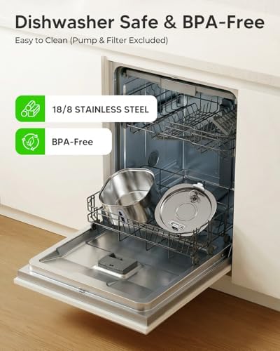 PEKTACO Stainless Steel Cat Water Fountain with 3 Filters, 3.2L/108oz - Image 5