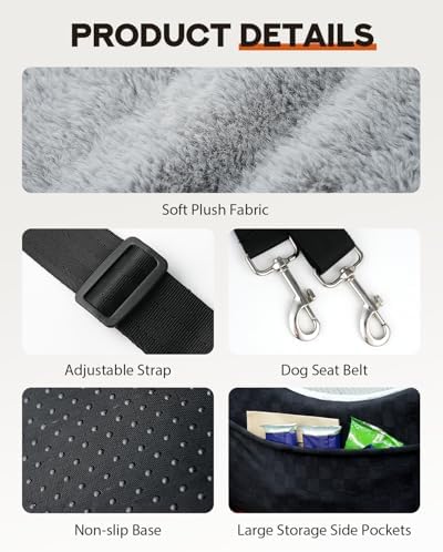 Dog Car Seats for Medium Dogs, All-Season Comfort Dog car Seat Boosters Detachable & Washable Pet Dogs Seat for Cars, SUVs, Easy to Install (Black) - Image 6