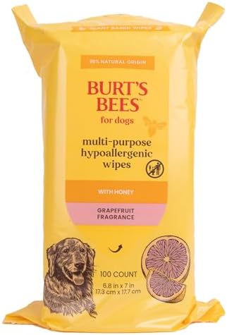Burt's Bees for Pets Multipurpose Dog Wipes, Honey & Grapefruit, 100 Ct by BurtsBeesforPets