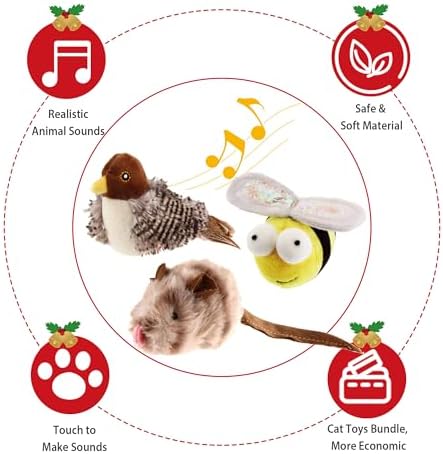 Gigwi 3 Pack Automatic Cat Toys, Interactive Squeaky Toys for Cats Inddoor - Image 3