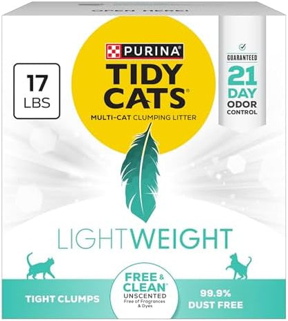 Purina Tidy Cats Low Dust Clumping Cat Litter, LightWeight Free & Clean Unscented, Multi Cat Litter - 17 lb. Box by PurinaTidyCatsLitter