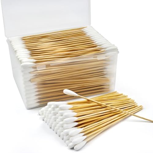 300PCS FSC Bamboo Pet Cotton Swabs, 6-Inch Large Tips for Dogs & Cats by BABONIE
