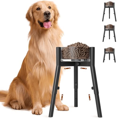 Dog Bowl Stand for Large Dogs, Adjustable Width & Height, Elevated Bowls for 7-10.7" Wide, 3 Height Adjustment, Tall Food and Water Holder, Single Holder, Bowl Not Included by TIDANT