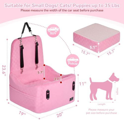 PETSFIT Cat Car Seat with Patented Safety System, 5" Elevated Pad, Pink - Image 5