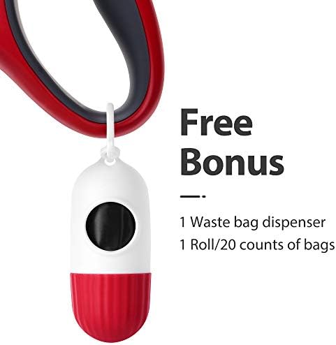 Fida Retractable Dog Leash with Dispenser and Poop Bags, 16 ft, Red - Image 2