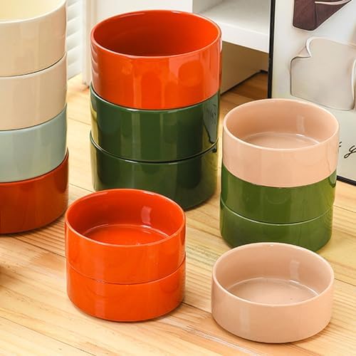 Petygooing Ceramic Dog Cat Bowl Set with Stand - Medium Dog Bowls, Anti-Slip Set of 2 - 28 OZ /3.6 Cups - Rust Red - Image 5