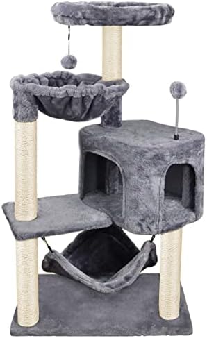 YUNIQUE Cat Tree with Cat Condo and Big Hammock, Grey by YUNIQUE