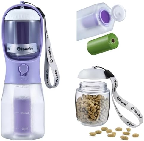 Cibaabo Dog Water Bottle with Food Container & Poop Bag Holder & Filter by Cibaabo