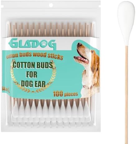 GLADOG 6 Inch Professional Big Cotton Buds for Dogs (Medium Size), Specially Designed Dog Cotton Buds with Durable Bamboo Handle by GLADOG