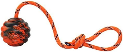 K9 Training Ball with Rope Exercise and Reward Toy for Dogs - Indestructible Dog Toy Ball with Handle for Training Pull Throw Tug Fetch Belgian Malinois Gifts (Orange) by Nevperish