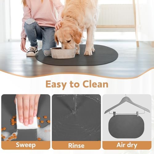 MontVoo Absorbent Dog Food Mat-Dog Mat for Food and Water Bowl | Quick Dry Pet Dish Mat, No Stains & Easy Clean Cat Rug for Messy Drinkers Cat Accessories Pet Supplies, 16"x24", Darkgrey - Image 6