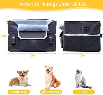 Foldable Dog Car Seat for Small Dogs,Potable Puppy Booster Seat with Harness &Safety Belt, Travel Pet Bed can Removable & Washable Suitable for Dogs 25-30 lbs(Black) - Image 2