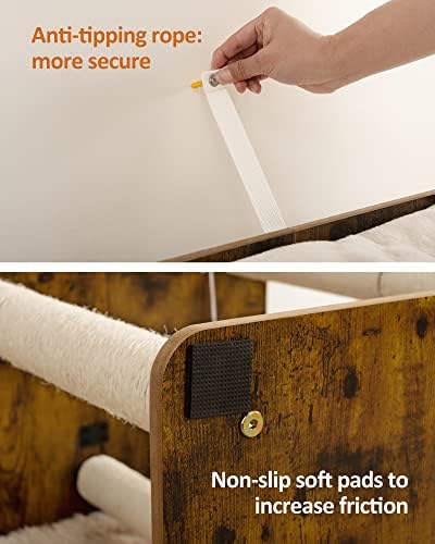 FourFurPets 26.7in Large Cat Tree Tower Condo, Cat Scratch Posts for Indoor Cats, Big Plate, Three 23.6in Full Sisal Scratching Posts, Rustic Brown - Image 6