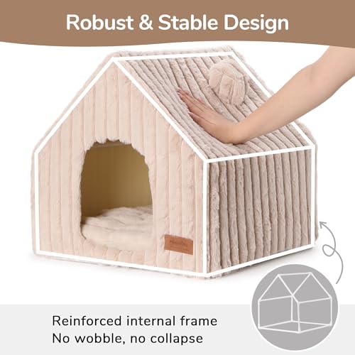 FUKUMARU Cat Bed Cave, Enclosed Washable Covered Dog Bed with Support Frame - Image 2