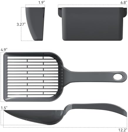 Booche Large Cat Litter Scoop, fits All Boxes, Fast sifting for Kitten Poop, Reduces Hand Fatigue, Saves Litter, speeds scooping. Includes Holder. - Image 4
