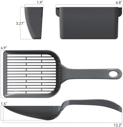 Booche Large Cat Litter Scoop, fits All Boxes, Fast sifting for Kitten Poop, Reduces Hand Fatigue, Saves Litter, speeds scooping. Includes Holder. - Image 4