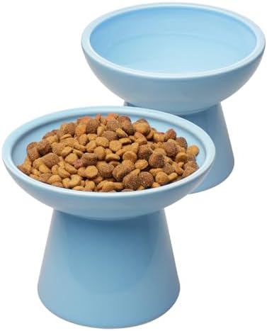 CEEFU 2-Pack Elevated Ceramic Cat Bowls Extra Wide for Food & Water by CEEFU