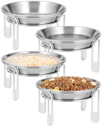 Elevated cat Bowl 4PC, 6.3" Wide Raised Cat Bowl by PapiCola