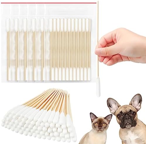 Sweetude 500 Pcs 6 Inch Dog Ear Cotton Swabs Long Cotton Swabs Pet Cotton Swabs Pets Ear Cleaner Swabs with Long Bamboo Handle for Dogs Cats Ear Cleaning Supply for Puppies and Pets by Sweetude
