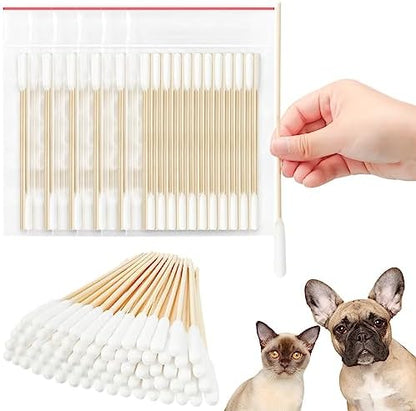 Sweetude 500 Pcs 6 Inch Dog Ear Cotton Swabs Long Cotton Swabs Pet Cotton Swabs Pets Ear Cleaner Swabs with Long Bamboo Handle for Dogs Cats Ear Cleaning Supply for Puppies and Pets by Sweetude