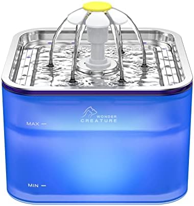 Wonder Creature Crystal Cat Water Fountain Stainless Steel Lid, 101oz/3L by WonderCreature