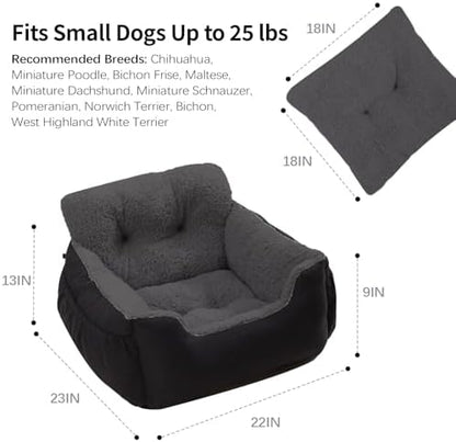 Oiilores Dog Car Seat for Small Dogs,Washable Pet Booster Seats for Car with Clip-On Safty Leash, Reversible Puppy Carseat with Storage Pockets, Travel Carrier Bed for Dogs Under 25 lbs, Dark Grey - Image 6