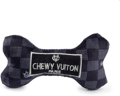 Haute Diggity Dog Chewy Vuiton Bone Plush Dog Toy, Designer Parody Toy by HauteDiggityDog