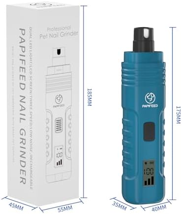 PAPIFFEED Dog Nail Grinder with LCD Display – Quiet Electric Nail Trimmer with Dual LED Light, Safe for Black & Thick Nails, Rechargeable for Small Medium Large Dogs & Cats (Blue) - Image 7