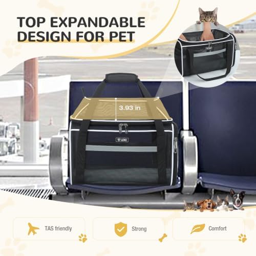 Lekereise Top-Expandable Pet Carrier Full Mesh 17x11x9.5 Inch Airline Approved Soft Sided Underseat Travel Carriers for Small Cats and Dogs with Locking Safety Zippers - Image 5