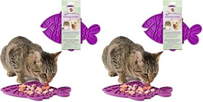 SPOT Soother Lick Mat-Licking Mat for Cats, Kittens, Medium and Large Dogs and Puppies, Food Grade Rubber, Anxiety Reliever, Dog Peanut Butter Lick Pad, Slow Feeder, 9.75inch, Fish (Pack of 2) by SPOT