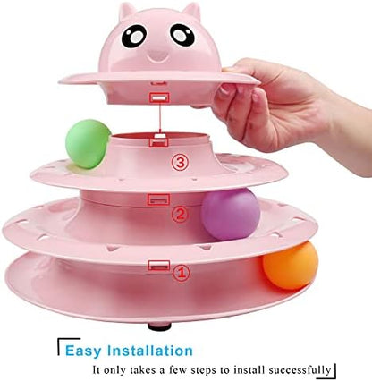 UPSKY Cat Toy Roller 3-Level Turntable Cat Toys with Six Colorful Balls - Image 3