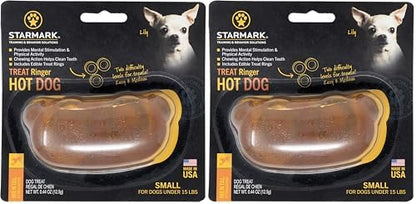 Starmark Treat Ringer Hot Dog Toy for Small Dogs (Pack of 2) by Starmark