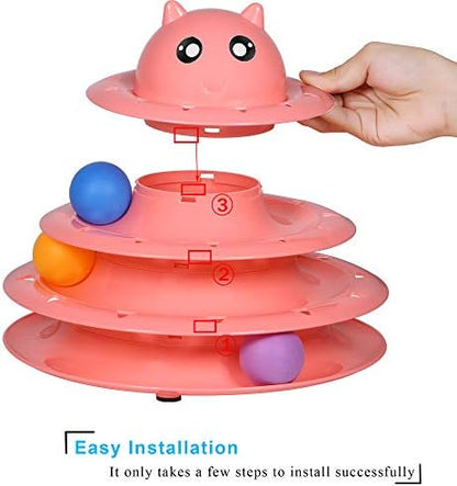 UPSKY Cat Toy Roller 3-Level Turntable Cat Toys with Six Colorful Balls - Image 3
