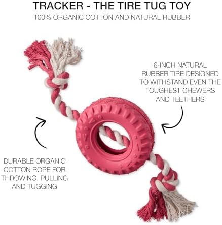 Pet Passion Natural Rubber Tire and Organic Cotton Rope Pull and Chew Dog Toy for All Pet Breeds, Pink, One Size - Image 2