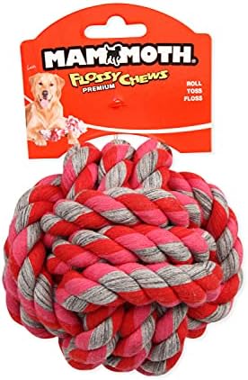 Mammoth Flossy Chews Monkey Fist Ball, Premium Cotton-Poly Rope Ball Dog Toy for Small to Medium Dogs, Large 4.75", Assorted Colors - Image 2