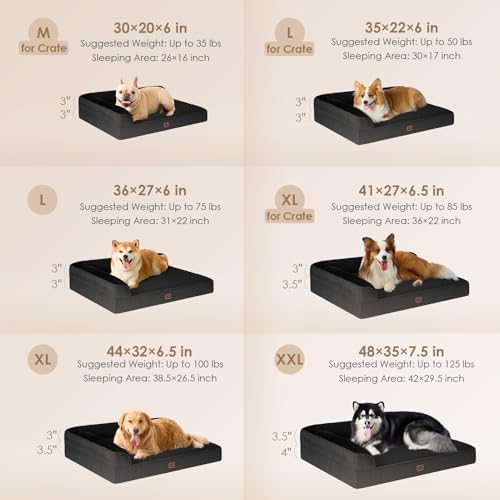 EHEYCIGA Orthopedic Dog Bed Medium Size Dogs, Memory Foam Dog Bed with Washable Removable Cover, Waterproof Pet Sofa Couch for Crate with Nonskid Bottom, 30x20x6, Black - Image 2