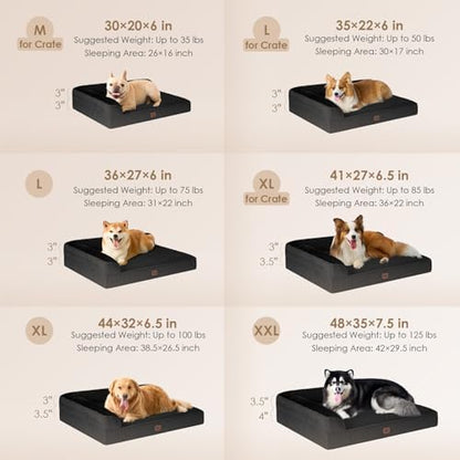 EHEYCIGA Orthopedic Dog Bed Medium Size Dogs, Memory Foam Dog Bed with Washable Removable Cover, Waterproof Pet Sofa Couch for Crate with Nonskid Bottom, 30x20x6, Black - Image 2
