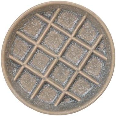 Ceramic Slow Feeder Bowls 6 Inch Shallow Whisker Friendly Food Bowls Grid Dishes Pet Plates for Cats and Puppies, Dishwasher Safe (Grey) by Padolitlay